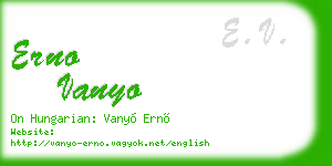 erno vanyo business card