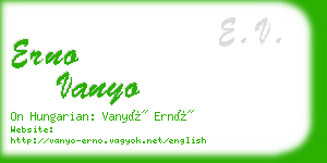 erno vanyo business card